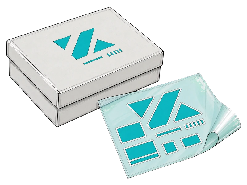 Наклейки UV DTF — изображение услуги Брендирование упаковки с логотипом в PrintSpirit