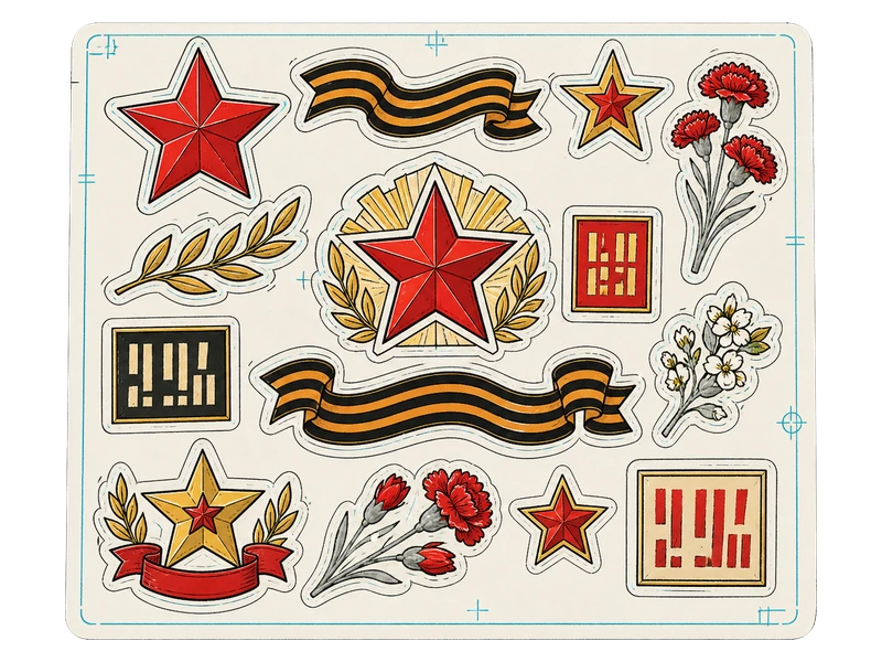 Звёзды и «1941–1945» — изображение услуги Наклейки на 9 мая на автомобиль в PrintSpirit