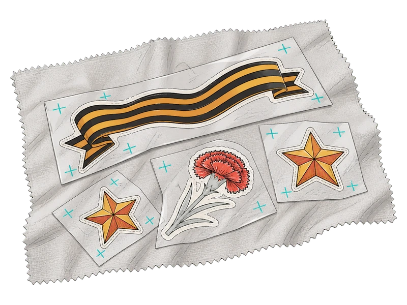 На одежду — изображение услуги Наклейки на 9 мая на автомобиль в PrintSpirit