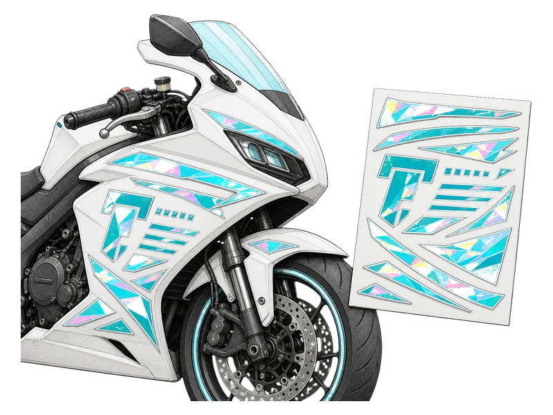 Голографические — изображение услуги Наклейки на мотоцикл в PrintSpirit