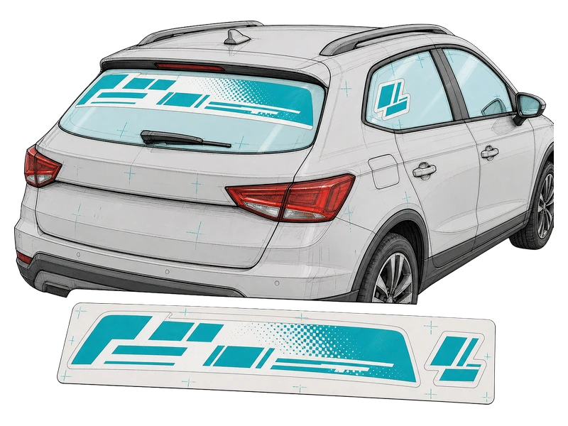 На стёкла авто — изображение услуги Наклейки на стекло и витрины в PrintSpirit